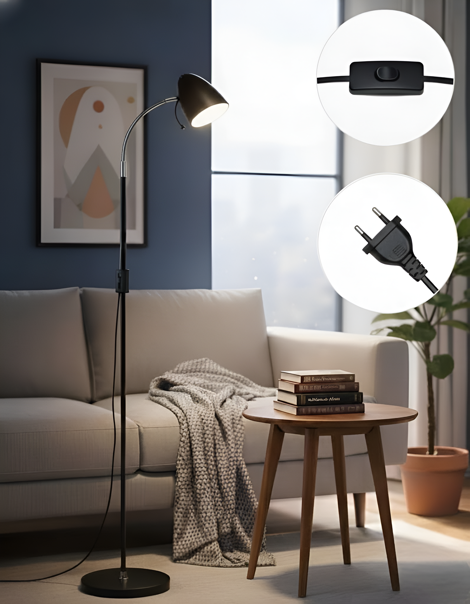 24W Adjustable Gooseneck Modern Floor Lamp (Bulb Not Included)