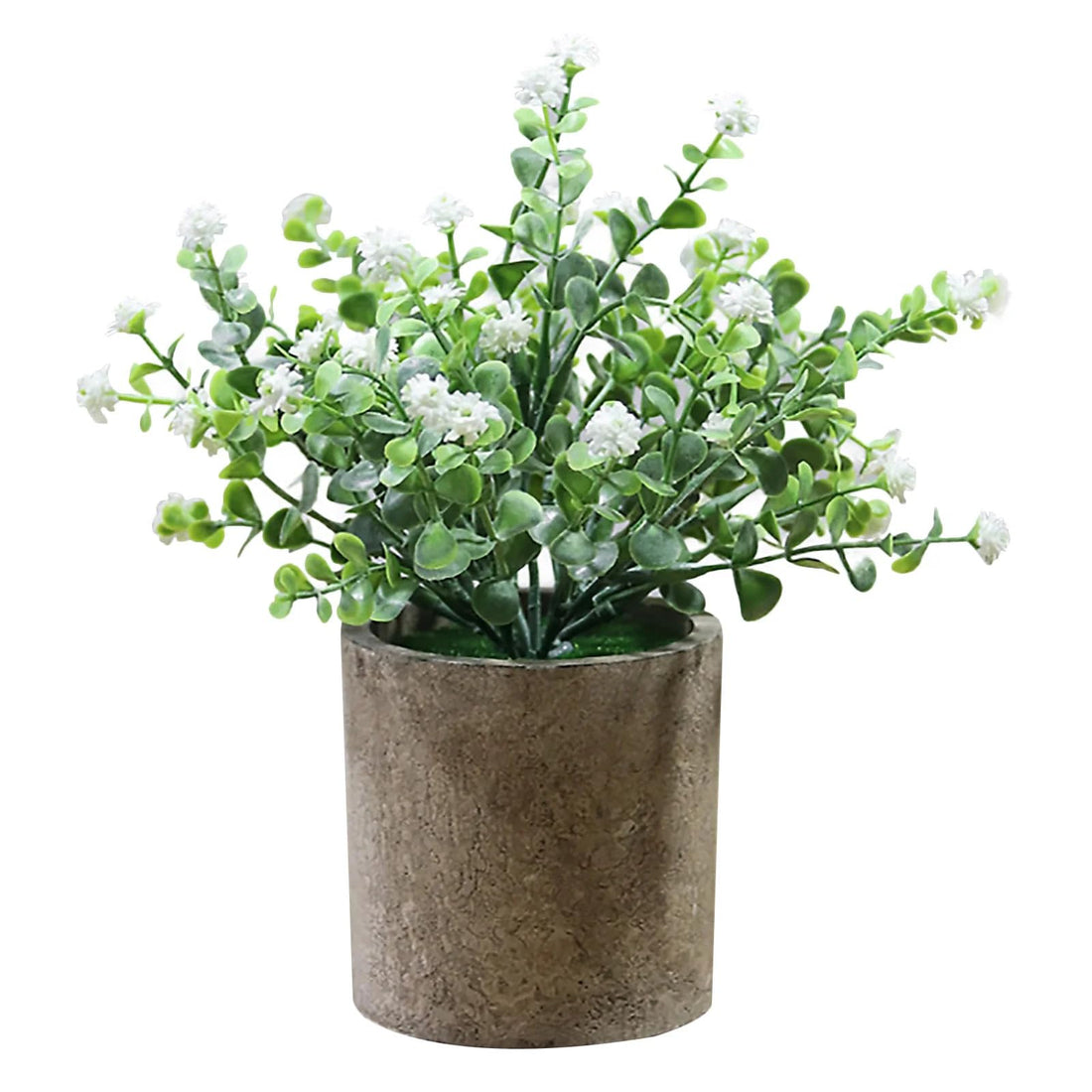 Artificial BB Breath Flower With Stonepot - White