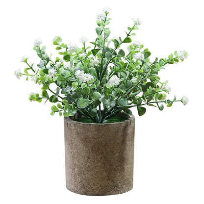 HomeXO Artificial White Stonepot Breath Flower Indoor Outdoor Plant Lifelike Beauty,Ideal for Home Décor, No Maintenance Required, Perfect for Weddings, Home Decor, Office, Events, and Gifts