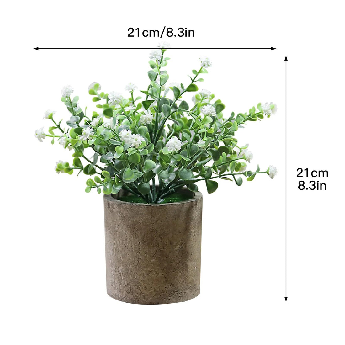 Artificial BB Breath Flower With Stonepot - White