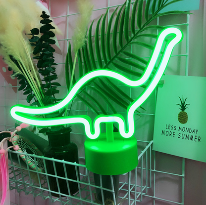 Neon Light Dinosaur Shaped Green Color with Holder Base (Pack of 1)