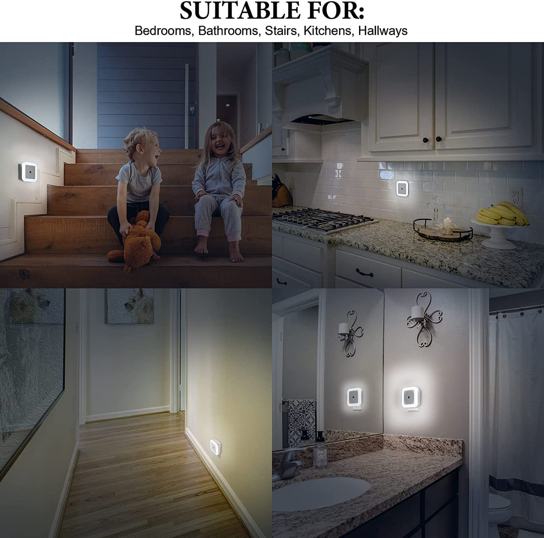 Plug-in LED Night Light With Auto Dusk-To-Dawn Sensor ( Square, White )