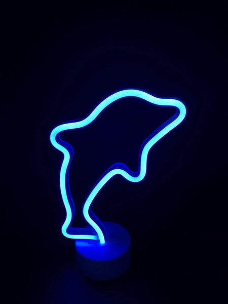 Neon Light Dolphin Shaped Blue Color with Holder Base (Pack of 1)