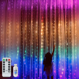 XERGY Window Curtain String Light 280 LED 8 Lighting Modes Fairy Lights Remote Control USB Powered Waterproof Lights for Diwali Valentines Bedroom Party Wedding Home Wall Decorations (Rainbow)