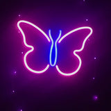 Xergy Butterfly Neon Signs Lights for Bedroom Wall Decor, USB or Battery LED Neon Night Light Wall Decoration, Aesthetic Room Décor for Girls , (Butterfly Neon Sign Pink - Blue )