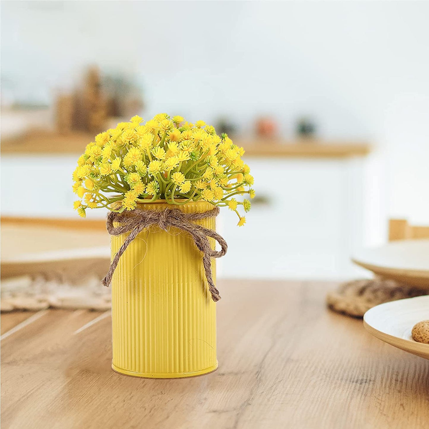 HomeXO Artificial Baby Breath 5 Pcs Yellow color Real Touch Flowers Height 20" for for Vases Bouquets Indoor Outdoor Home Kitchen Office Table Centerpieces Arrangement Decoration (Yellow 5 pcs)