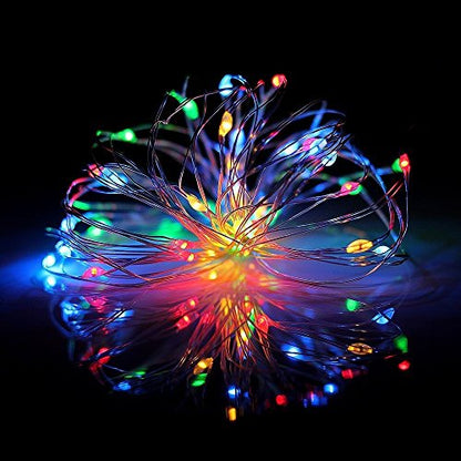 XERGY Battery Powered Copper Wire LED String Lights for Decoration, Diwali, Christmas Tree Decoration Lights ,10 Meter - Multi Color (Pack of 1)