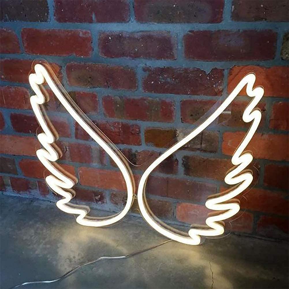 Angel Wing Shaped Neon Wall Light - White