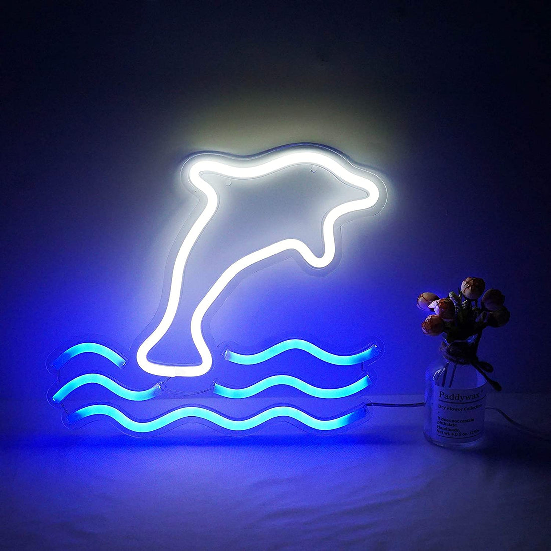 Dolphin Shaped Neon Wall Light (White )