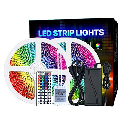 RGB LED Strip Light With 44 Key IR Remote Controller & Power Supply - 10 Meter