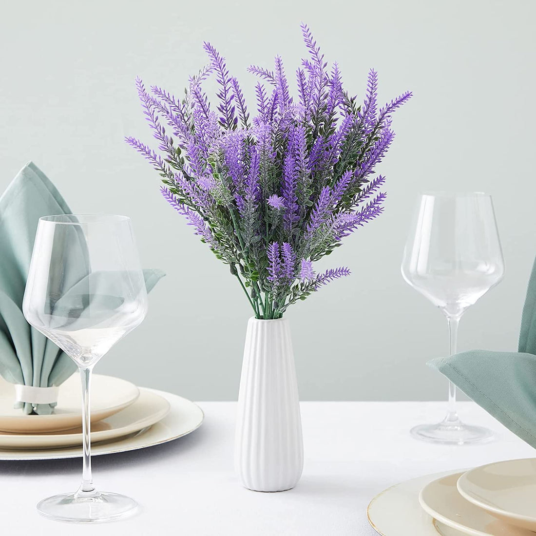 Artificial Lavender Faux Flowers - Purple  (14.6 inch, Pack of 4, Flower Bunch)
