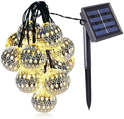 Solar Moroccan Balls Shaped String 15 Ft. 20 LED's Outdoor Garden Lights (Pack of 1)