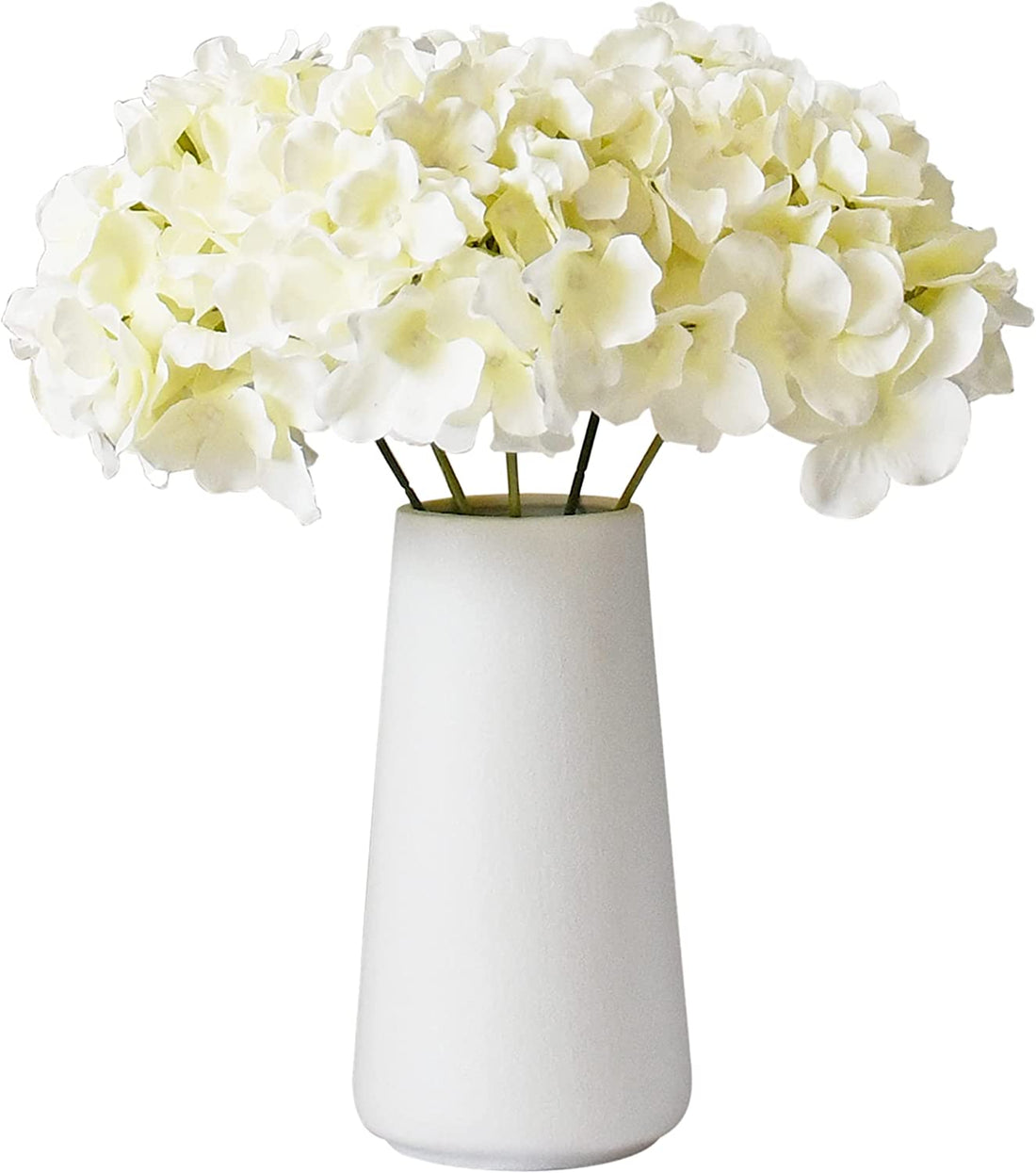 Artificial Real Touch Faux Hydrangea Flower - White (13 inch, Pack of 5 Flower Bunch)