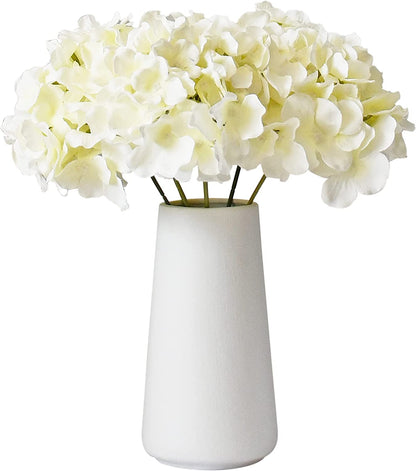 HomeXO Hydrangea flower 5 Pcs Artificial Real Touch Faux Flower with Height 13'' Cream white 5 pcs for Vases DIY Wedding Bouquets Centerpieces Floral Party Tables Home Decorations ( White )