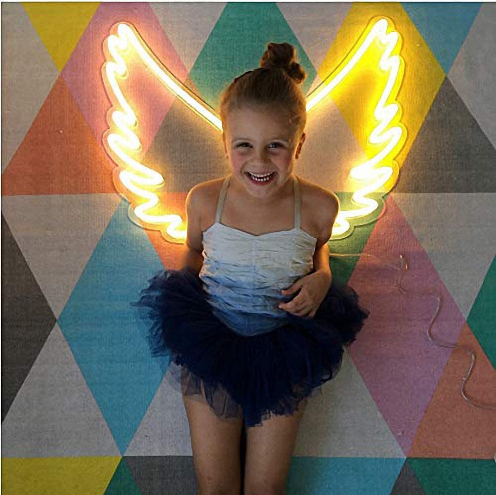 Angel Wing Shaped Neon Wall Light - White