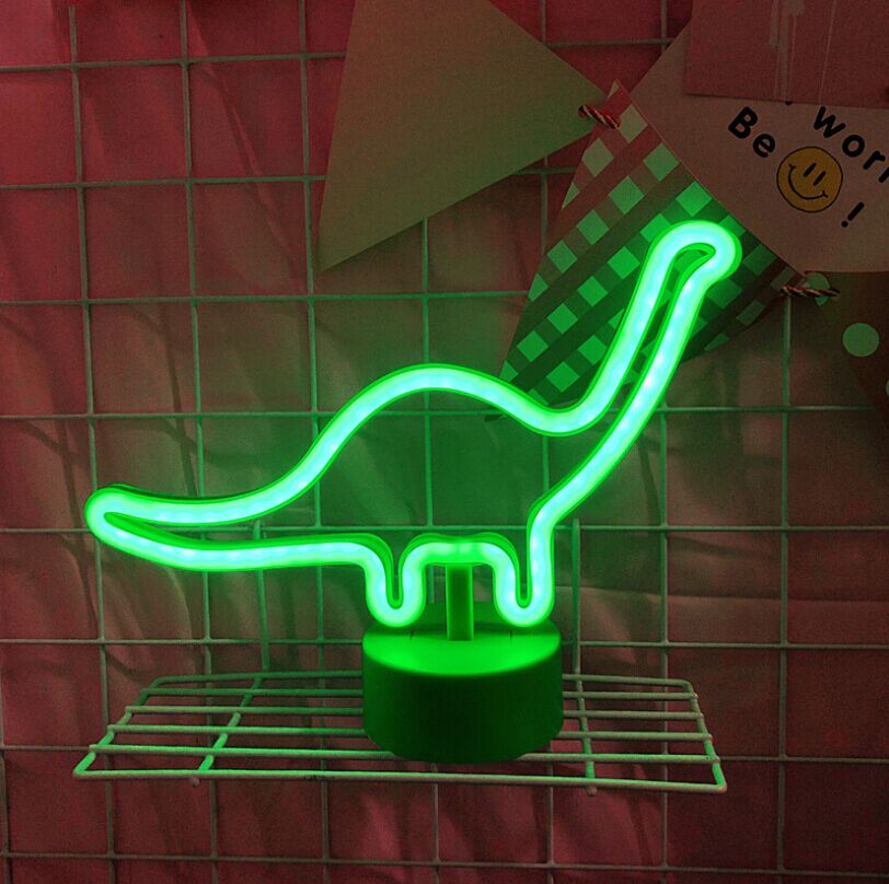 Neon Light Dinosaur Shaped Green Color with Holder Base (Pack of 1)