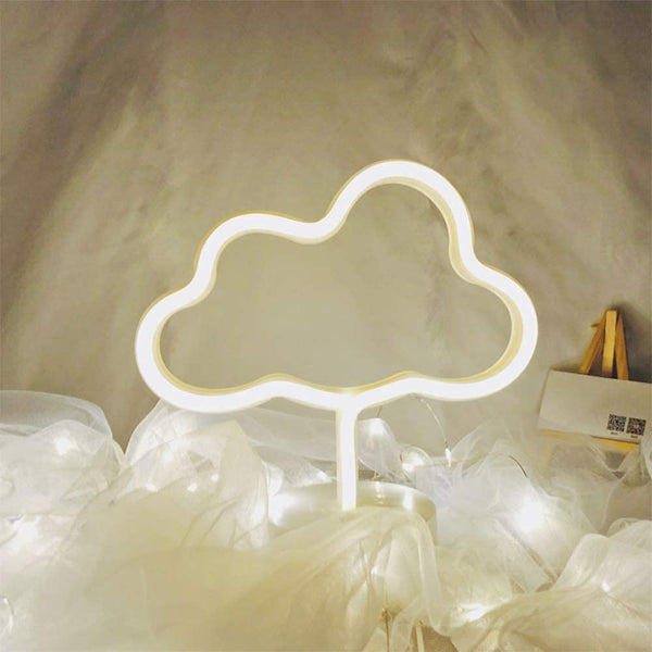 Xergy LED Cloud Neon Signs, Night Lights USB Battery Operated Cloud Lamp for Birthday Party, Wedding, Christmas Decorations-Cloud with Holder Base