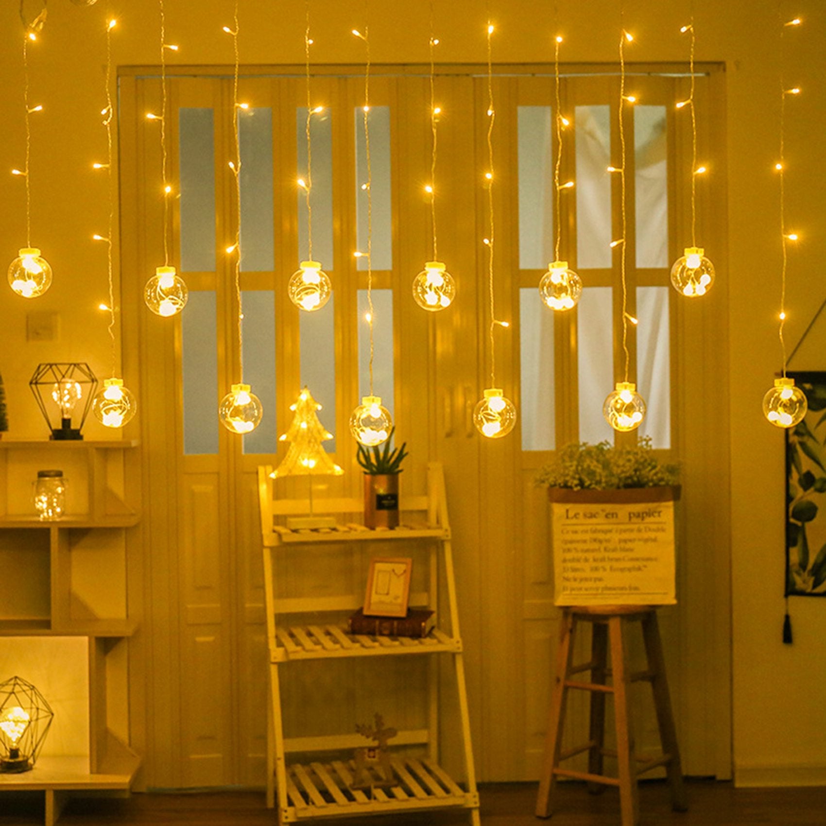 96 Led, 12 Wishing Ball LED Curtain String Lights (Warm White)