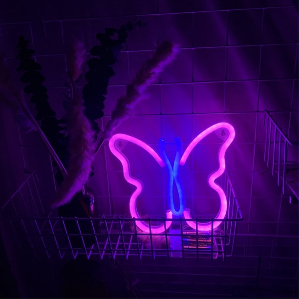 Butterfly Sign Neon Wall Light ( Pink & Blue )