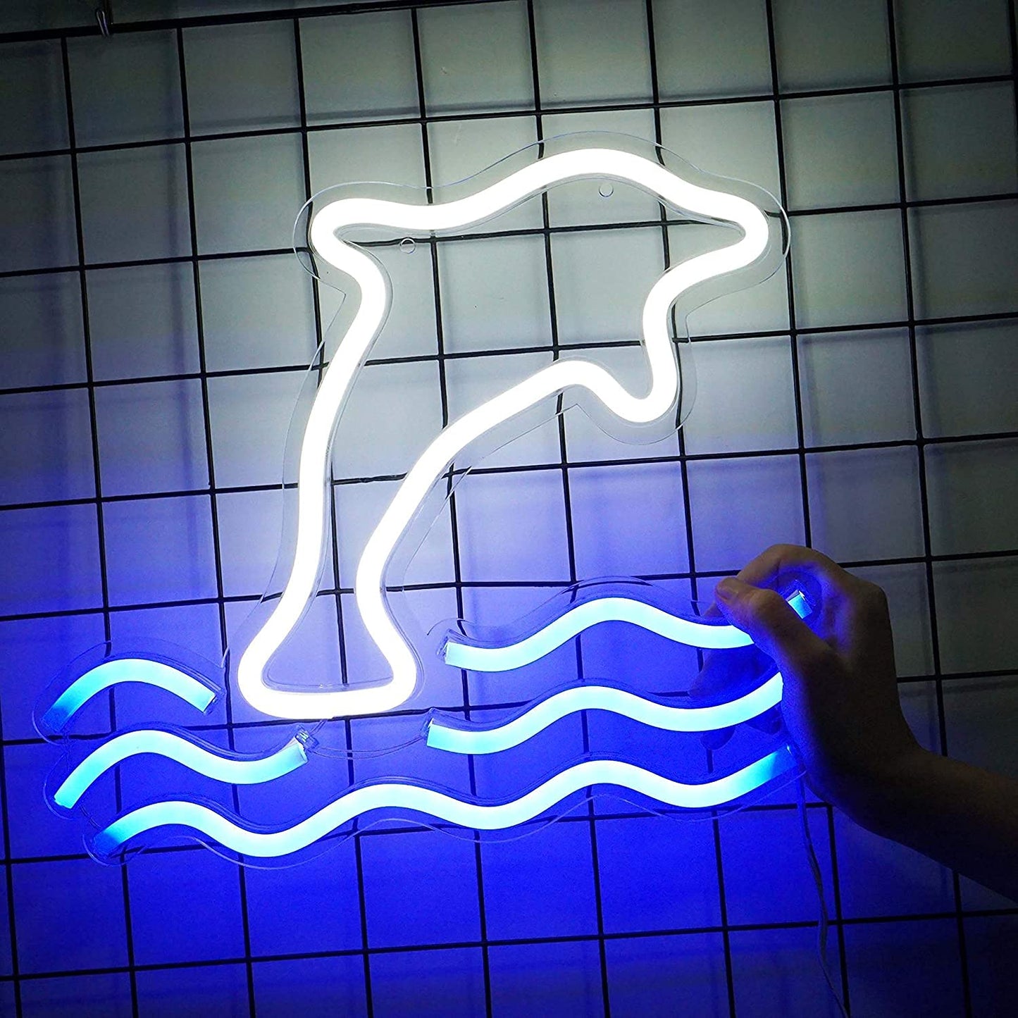 XERGY Dolphin Neon Sign LED USB Powered Night Light as Wall Decor for Kids Room, Living Room, Office Room, Bar, Restaurant, Christmas, Festival, Party