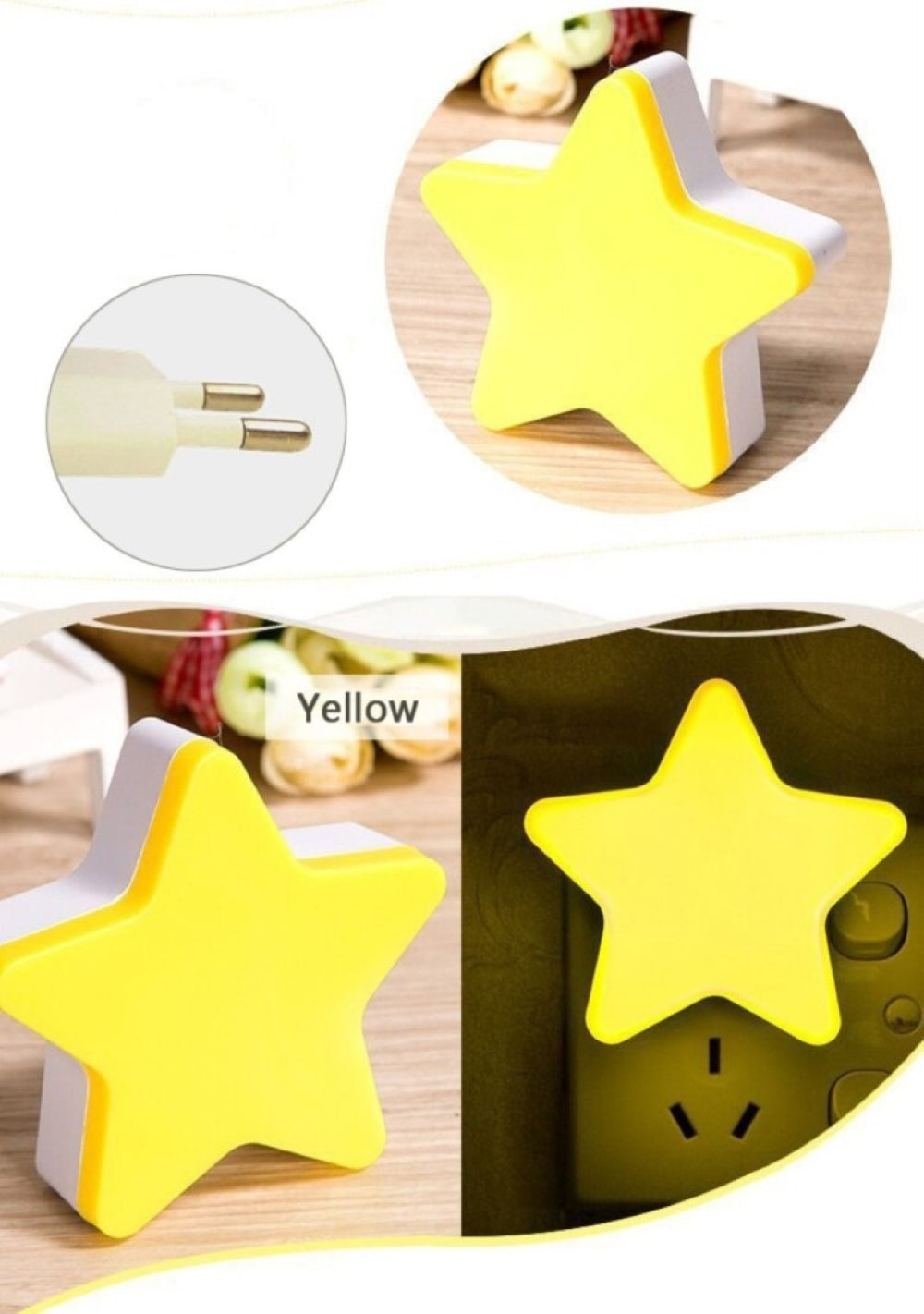 Xergy Star Shape LED Plug-in Night Light for Kids Dusk to Dawn Sensor Star Night Lights Pentagram Shaped LED Light Lamps for Bedroom Bathroom Kids Room, Children Sleep (Warm White)