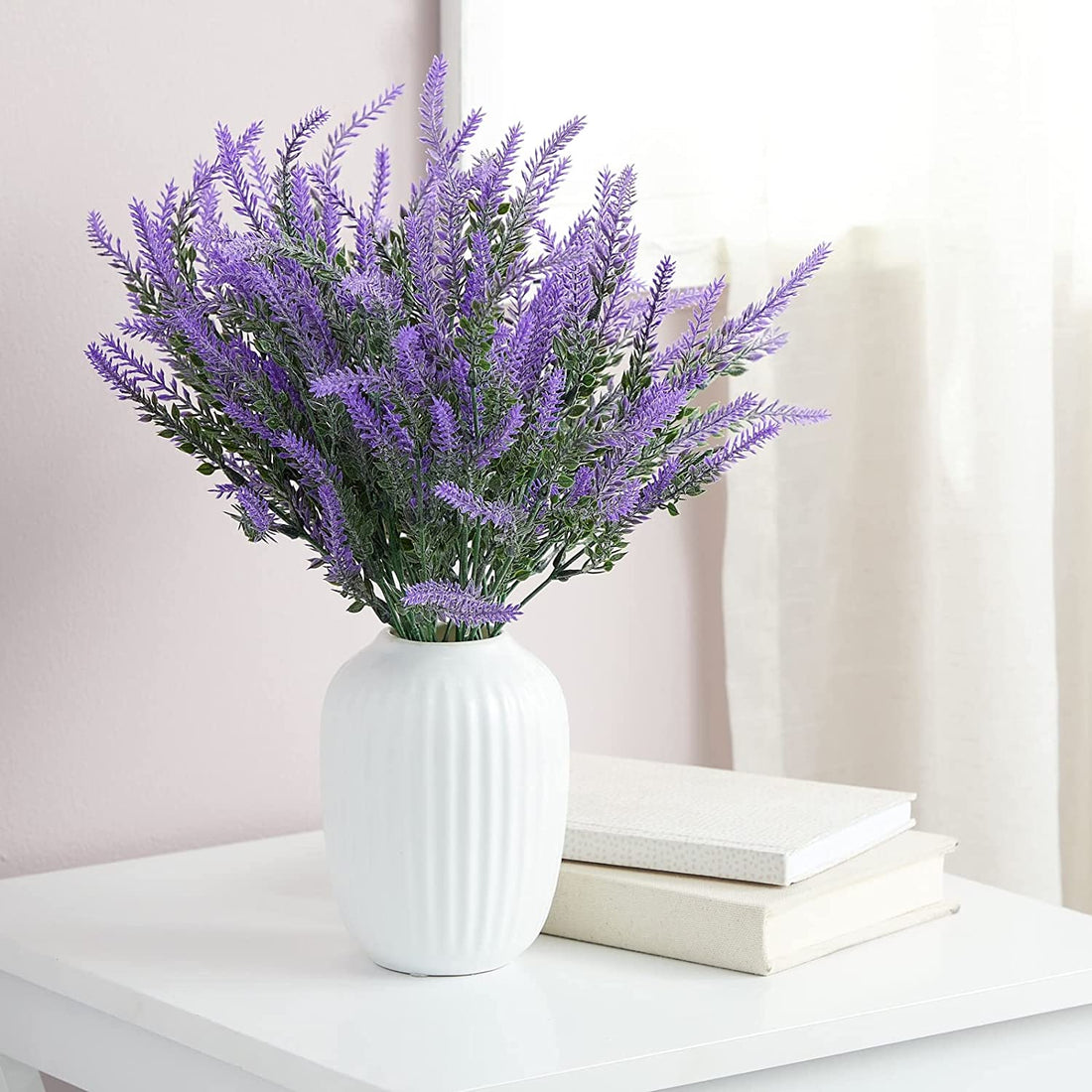 Artificial Lavender Faux Flowers - Purple  (14.6 inch, Pack of 4, Flower Bunch)