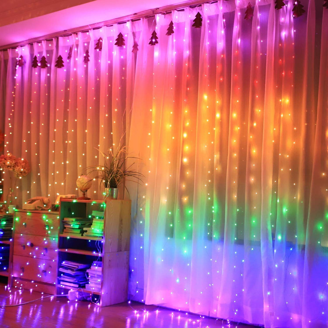 280 LED Window Curtain String Light With Remote - (Rainbow)