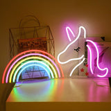 Neon Light Wall Art Sign "Unicorn" Shaped Pink White Color (Pack Of 1)