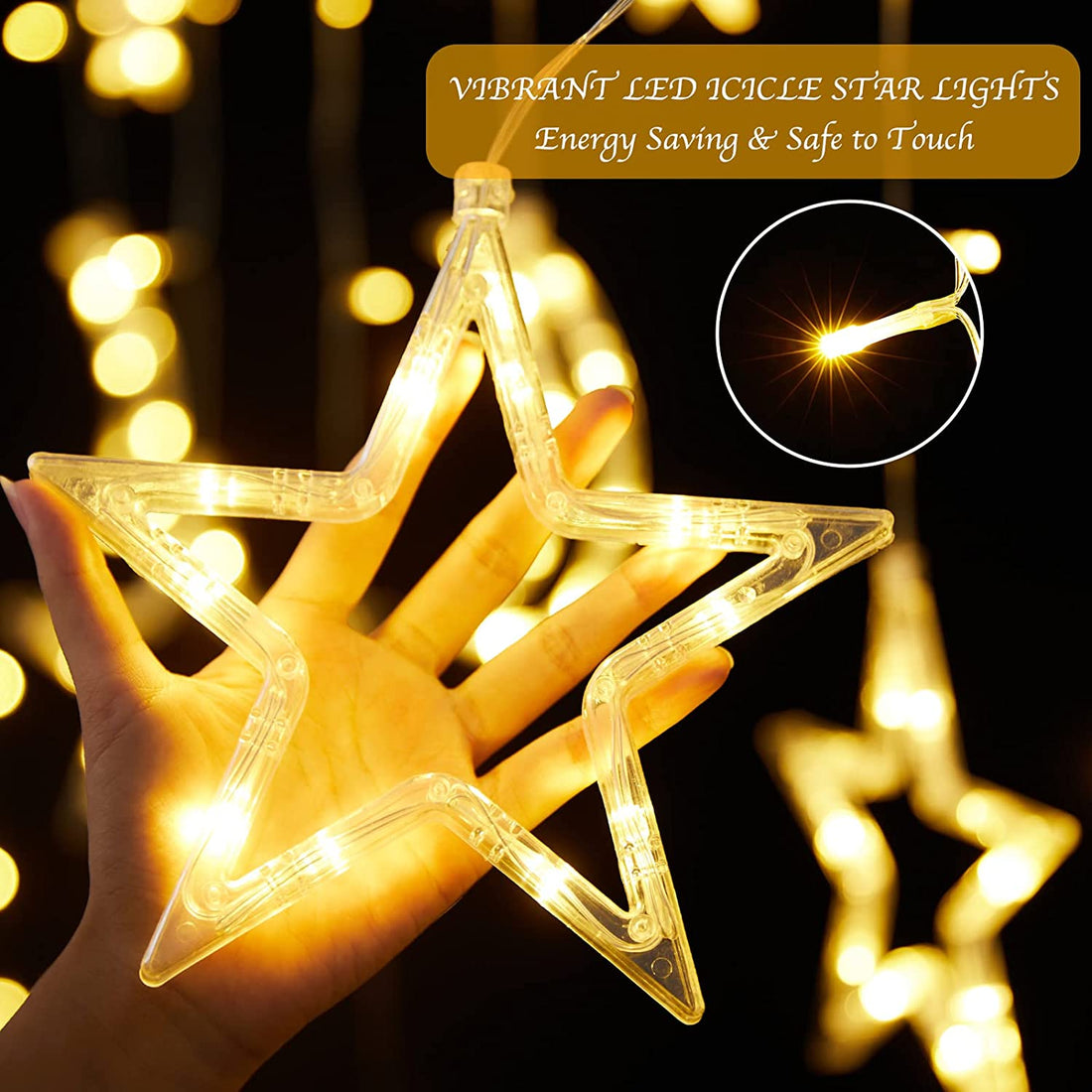 123 LED Moon+ Star Curtain Lights (Warm White)