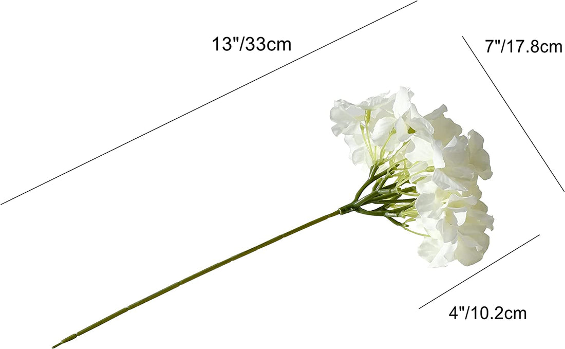 Artificial Real Touch Faux Hydrangea Flower - White (13 inch, Pack of 5 Flower Bunch)