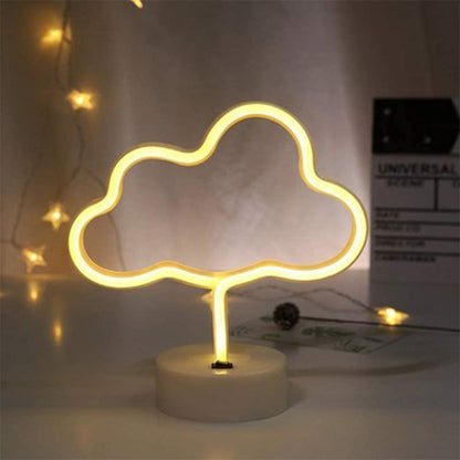 Xergy LED Cloud Neon Signs, Night Lights USB Battery Operated Cloud Lamp for Birthday Party, Wedding, Christmas Decorations-Cloud with Holder Base