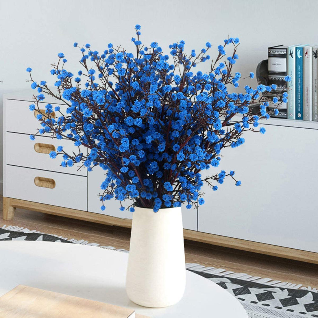 Artificial Baby Breath Real Touch Flowers -Blue (20 inch, Pack of 4, Flower Bunch)