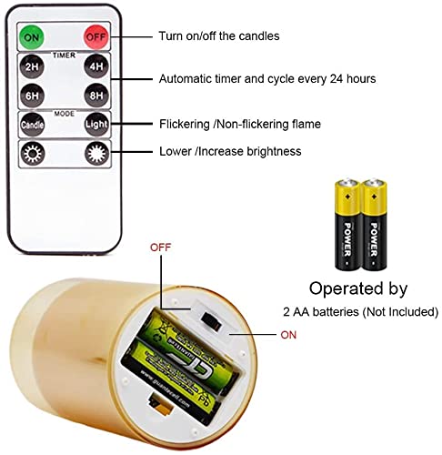 Xergy Glass Battery Operated Flameless Led Candles with 10-Key Remote and Timer, Real Wax Candles Flickering Light for Decoration(Set of 3) (Gold)