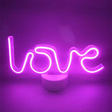 Neon Light Love Sign Pink Color with Holder Base (Pack of 1)