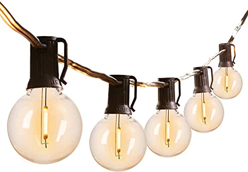 Xergy Outdoor String Lights 25 Feet G40 Globe Patio Lights with 26 Edison Glass Bulbs(1 Spare), Waterproof Connectable Hanging Light