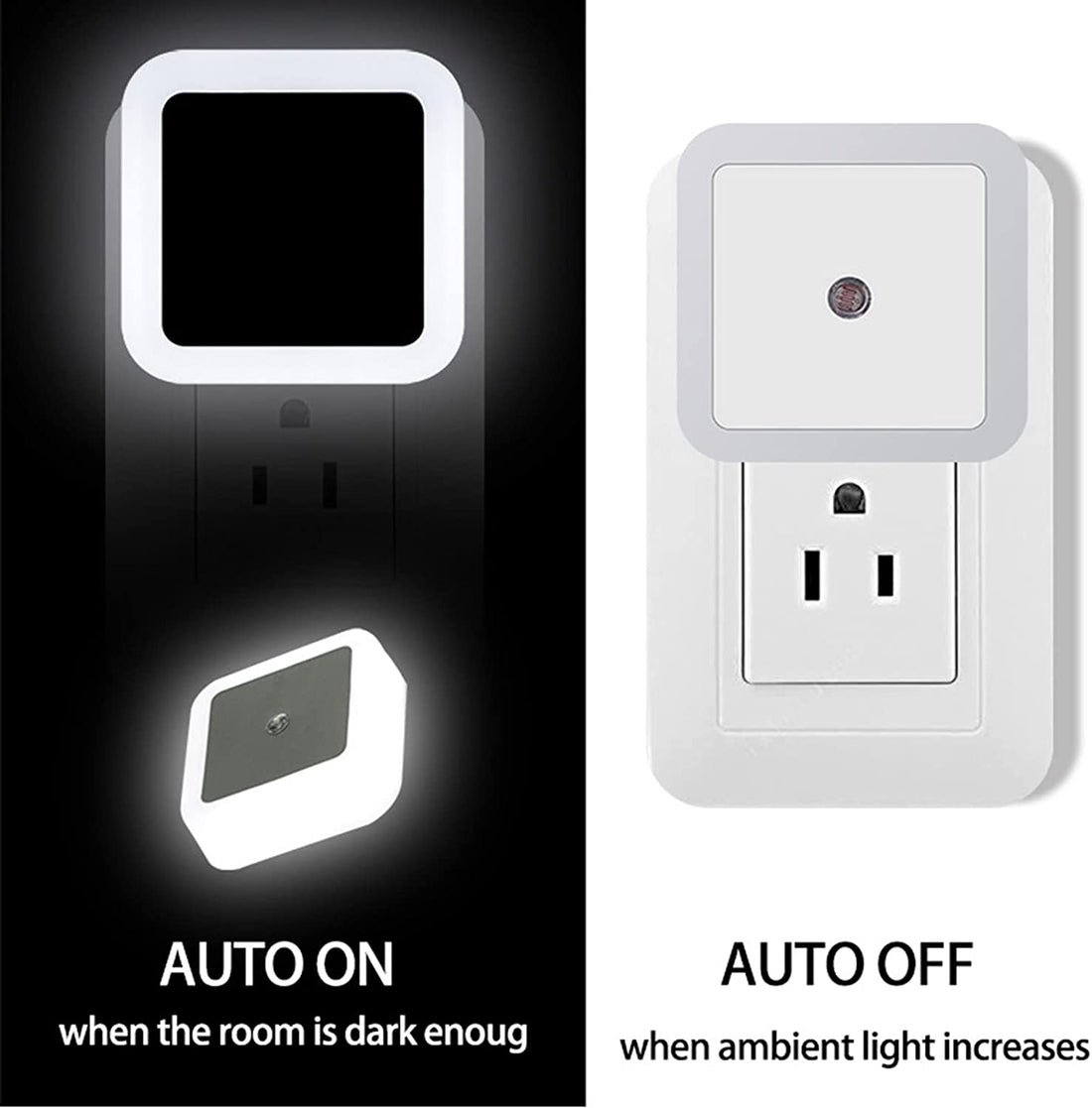 Plug-in LED Night Light With Auto Dusk-To-Dawn Sensor ( Square, White )
