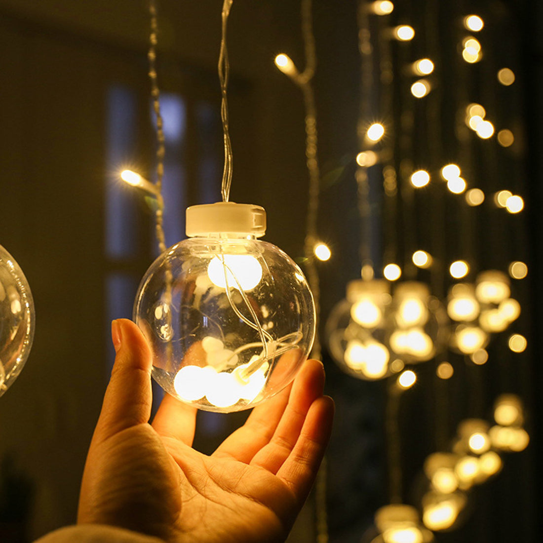 96 Led, 12 Wishing Ball LED Curtain String Lights (Warm White)