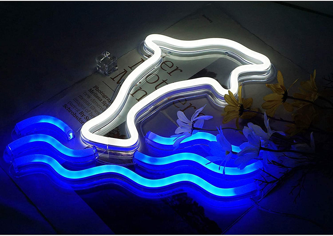 Dolphin Shaped Neon Wall Light (White )