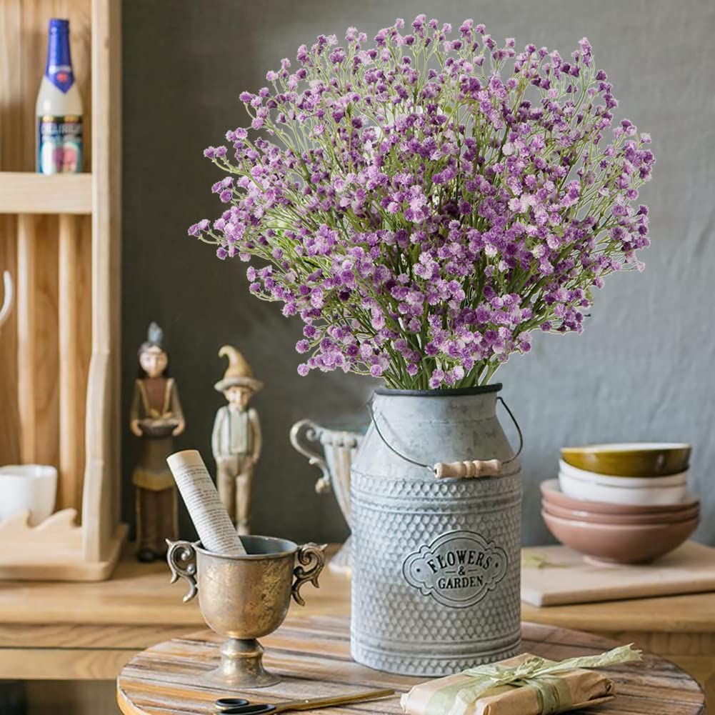 Artificial Baby Breath Real Touch Flower - Purple (20 inch, Pack of 4, Flower Bunch)