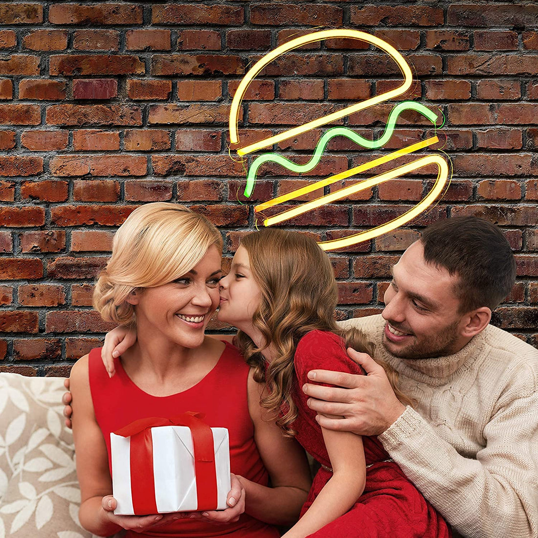 Burger Neon Signs Hanging LED Night Light (Multicolor)