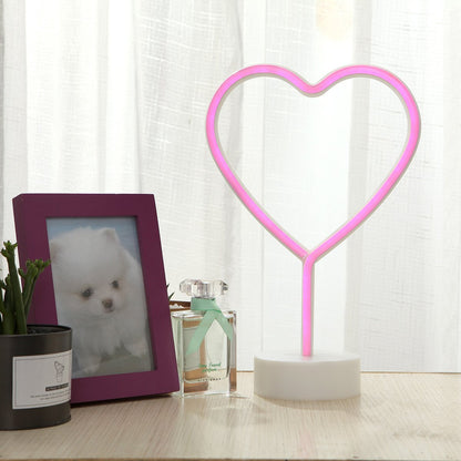 Neon Light Heart Shaped Pink Color with Holder Base (Pack of 1)