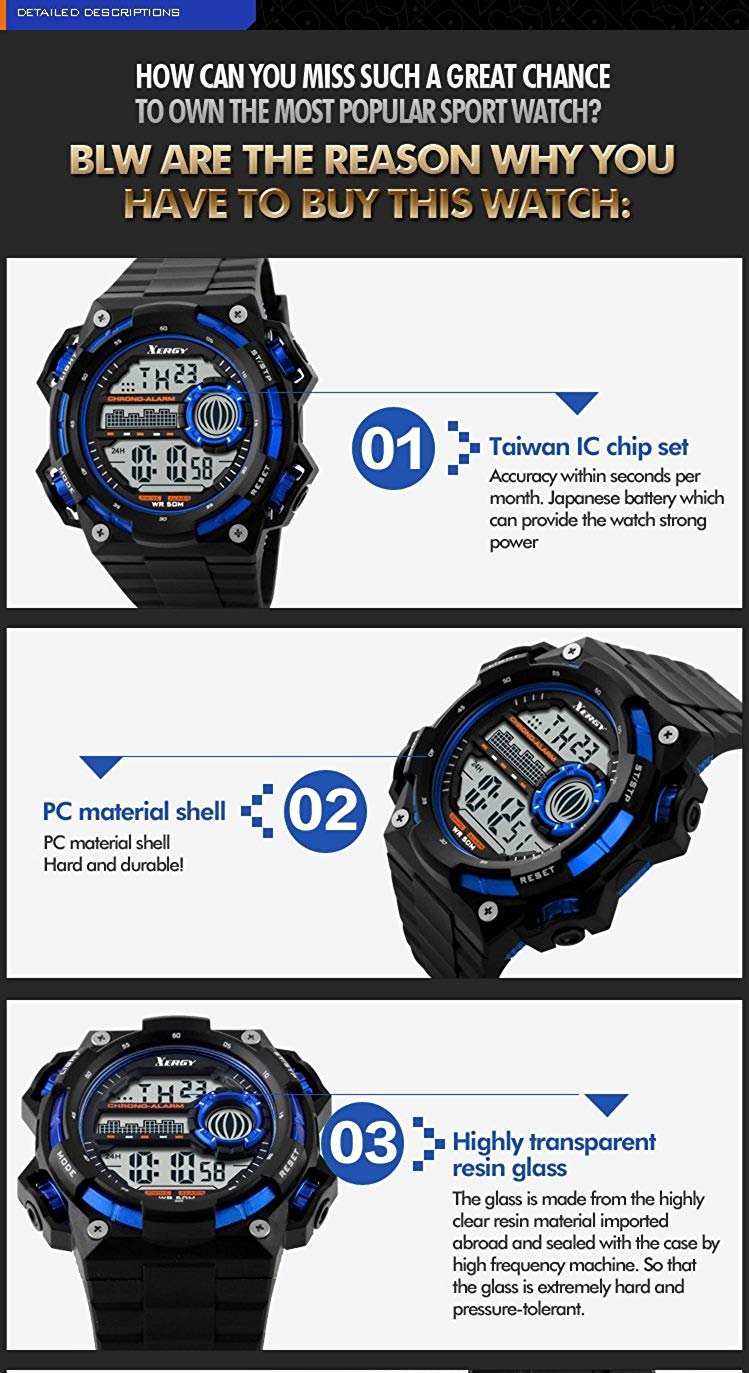 Heavyweight Chronograph Dual Time Trendy Sports Watch For Boys (5000-3)
