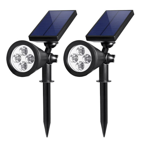 Xergy Solar Spotlights Light 2-in-1 Adjustable Brightness 4 LED with Automatic On/Off Sensor Wall/Landscape Solar Lights, Cool White (Pack of 2)