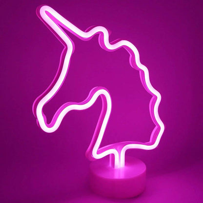 Neon Light Unicorn Shaped Pink Color with Holder Base (Pack of 1)