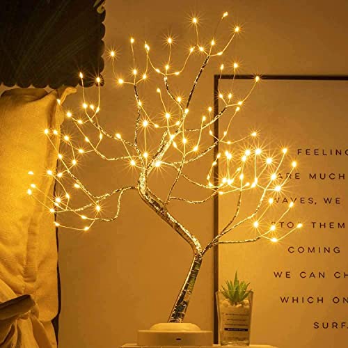 XERGY 20" Bonsai Tree Light - Fairy Light Spirit Tree Lamp with 108 LED Lights - DIY Artificial Tree Lamp, USB/Battery Touch Switch.