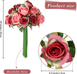 Xergy 12 Pcs Rose Flowers Artificial Faux Silk Roses Height 10.6" Red Peach Pink Color ,12 pcs Leaves and Stems Real Looking Roses for Vases DIY Bouquets (Peach Pink and Red)