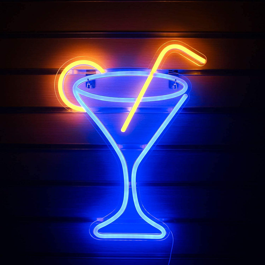 Cocktail Glass Shaped Neon Wall Light - ( Blue & Orange )