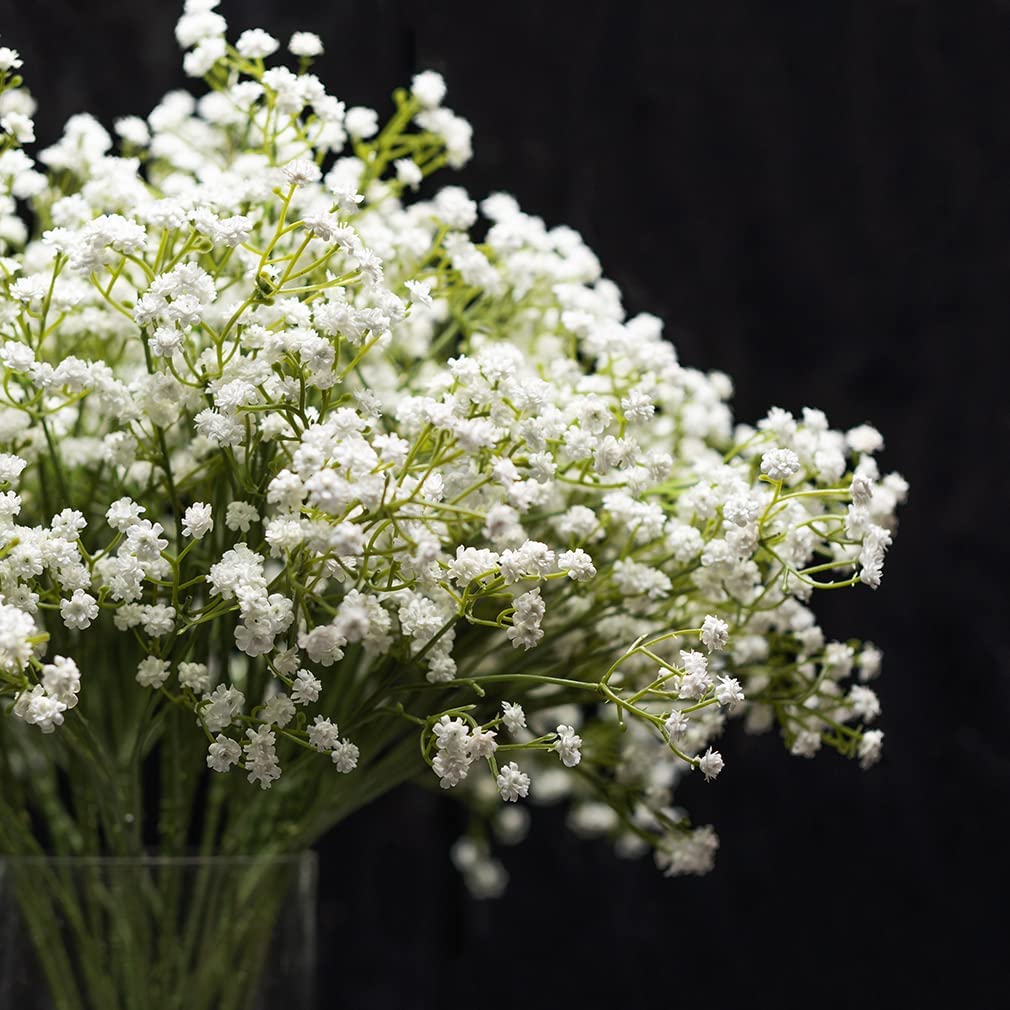 Artificial Baby Breath Real Touch Flowers - White (20 inch, Pack of 4, Flower Bunch)