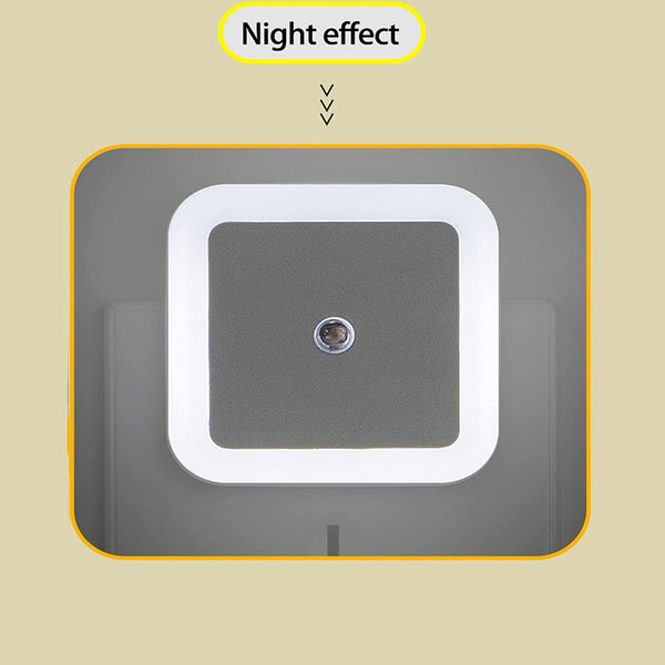 Xergy LED Night Light Square Shape Color-Cool White , with Smart Sensor Dusk to Dawn Sensor, Daylight White for Bedroom, Bathroom, Kids Girls room (White)