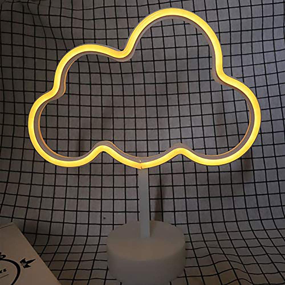 Xergy LED Cloud Neon Signs, Night Lights USB Battery Operated Cloud Lamp for Birthday Party, Wedding, Christmas Decorations-Cloud with Holder Base